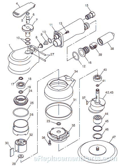 Page A Diagram and Parts List for CP763P T024721 Chicago Pneumatic Sander